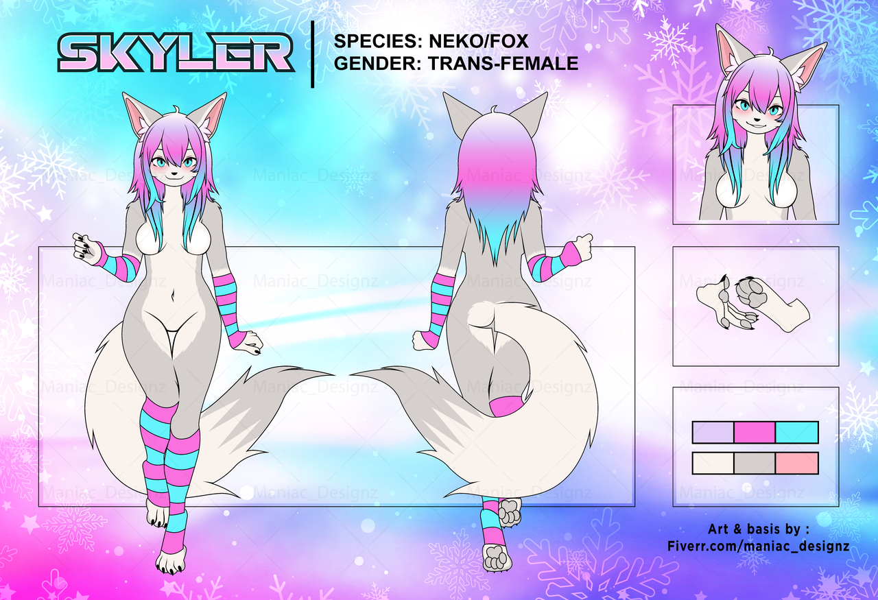 Trans Female Fursona Character Reference Sheet Done