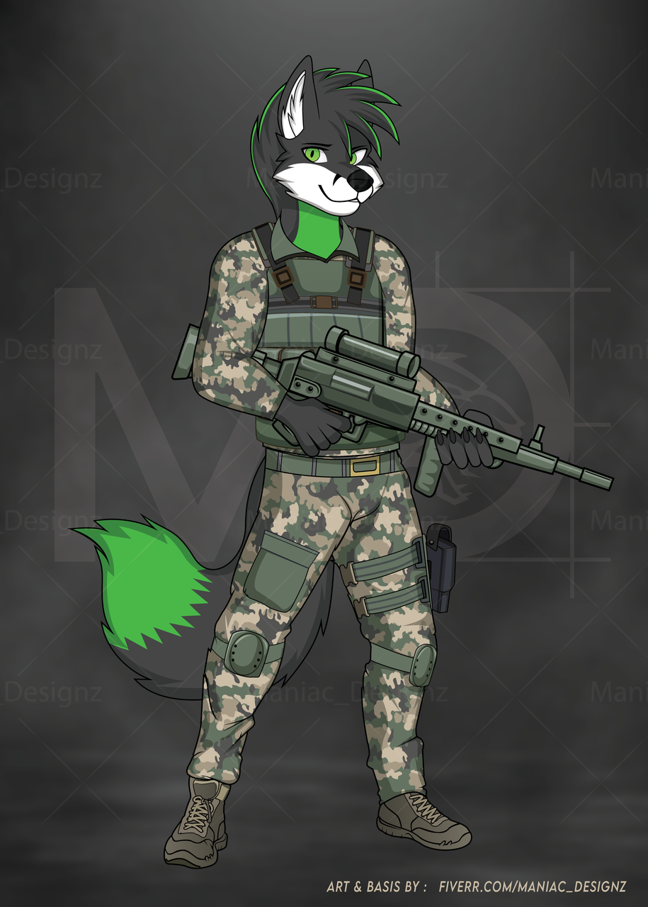 Army Fox Fullbody Commission Art