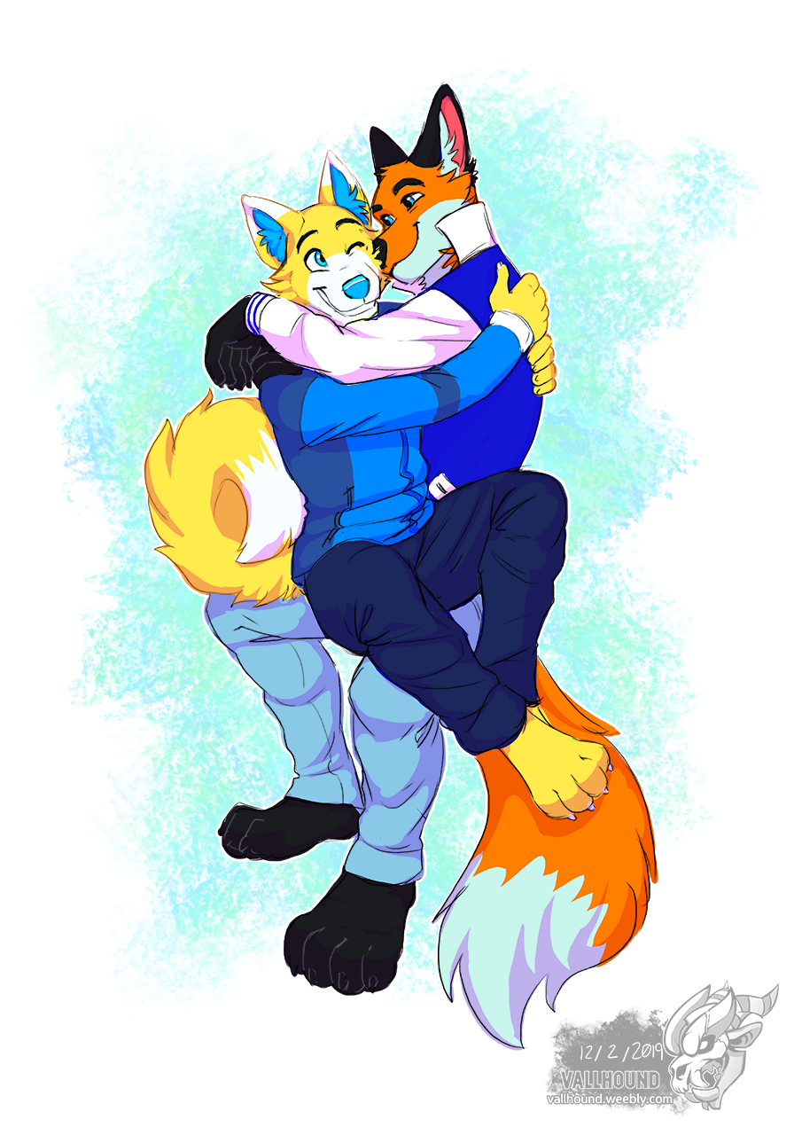 Fox and Husky snuggles.